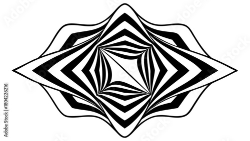 Abstract black and white optical illusion pattern isolated on