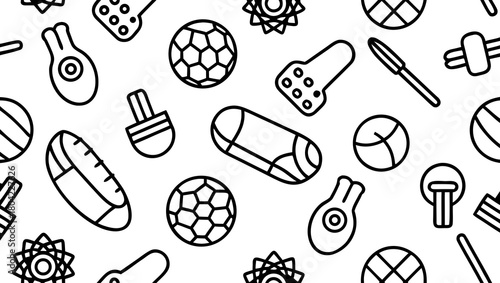 Seamless pattern of various toys isolated on for kids
