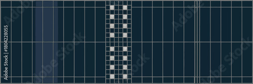 A close up view of a solar panel array with a central section of smaller square solar cells design