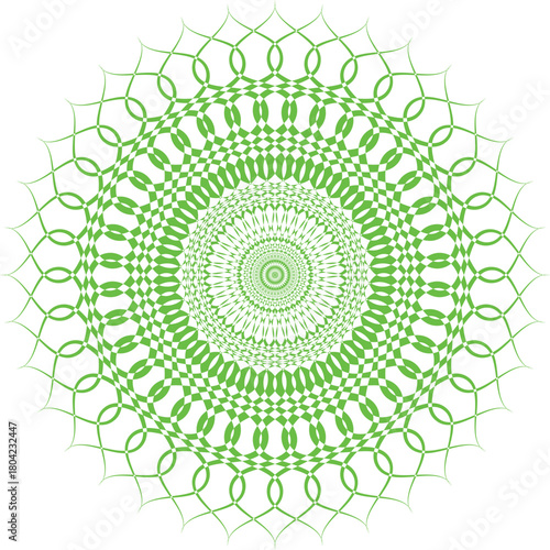 Intricate green concentric symmetrical pattern Vector