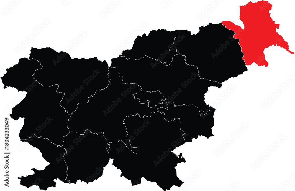 Fototapeta premium Vector Map of Mura on Slovenia Map