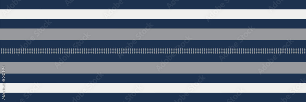 Obraz premium Horizontal abstract pattern with alternating white gray and blue stripes and central dotted line design