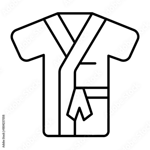 Bathrobe thin line icon, spa massage concept. Vector graphics. Shower clothes, bath time sign on white background, style icon mobile or web design.