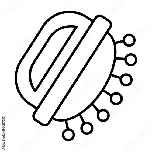 Massaging brush with handle thin line icon, spa salon concept. Vector graphics. Brush for skin massage therapy, accessory sign on white background, style icon mobile or web design.