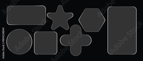 Minimalist Shapes Collection Geometric Silhouettes on Black Background modern design