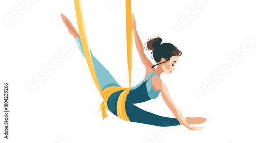 Colorful Athletic Woman Performing Handstand Pose in Dynamic Yoga Practice on White Background