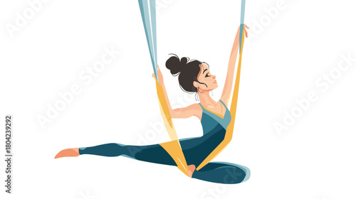 Colorful Athletic Woman Performing Handstand Pose in Dynamic Yoga Practice on White Background