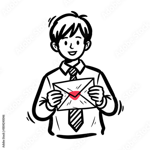 Student holding letter for College Admissions with happy expression  