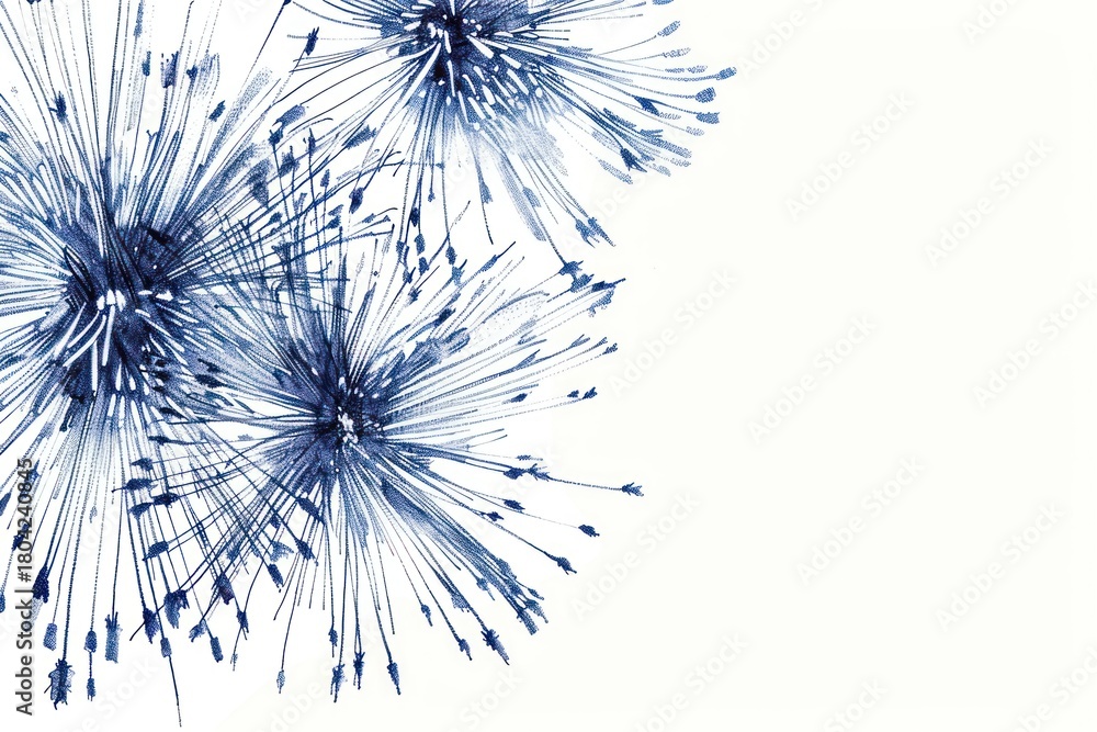 Naklejka premium Vintage drawing fireworks paper blue backgrounds.