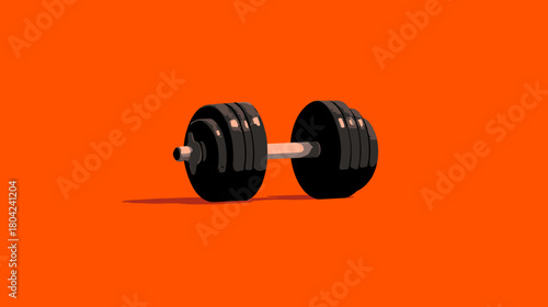 dumbbell on orange background vector 