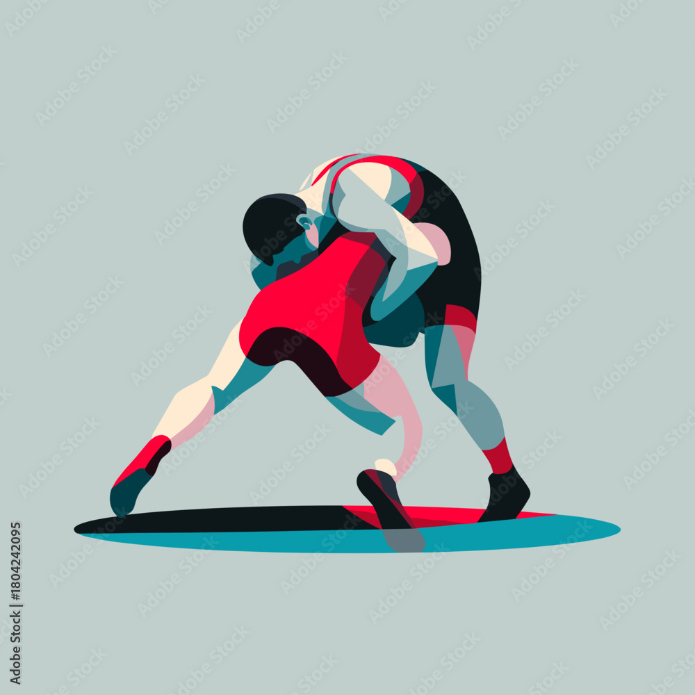 Obraz premium illustration of a man wrestling flat style vector illustration 