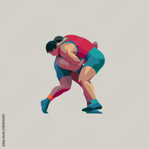 illustration of a man wrestling flat style vector illustration 