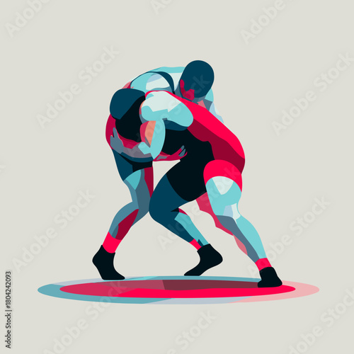 illustration of a man wrestling flat style vector illustration 