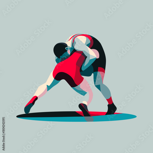 illustration of a man wrestling flat style vector illustration 