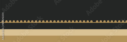 A minimalist illustration showing a dark background with a tan border and circular embellishments line