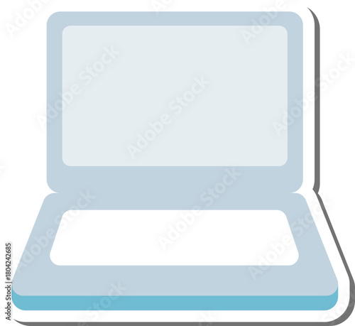 Stylized Vector Illustration of an Open Laptop with Clean Design and Soft Colors