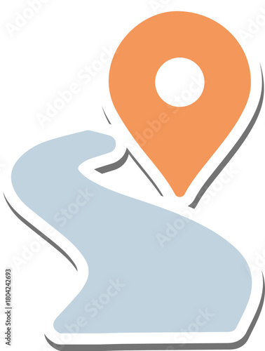 Navigation icon featuring a road leading to a destination marker symbol