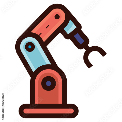 industrial robotic arm icon illustration