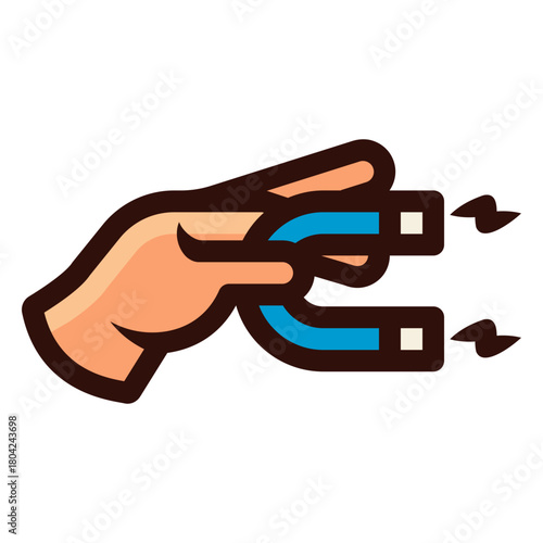 hand holding magnet icon illustration