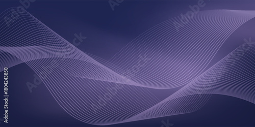 Dark abstract background with glowing wave. Shiny moving lines design element. Modern purple blue gradient flowing wave lines. Futuristic technology concept. Vector illustration