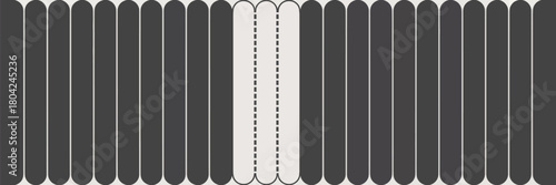 Abstract arrangement of gray and white rounded rectangles with dashed lines in the center design pattern