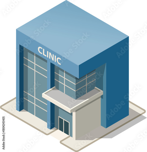 Isometric medical clinic building