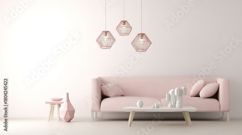 scandinavian. Scandinavian living space with minimalist furniture and a pastel color palette. real-estate listings.