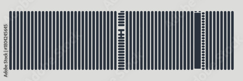A gray background featuring numerous black vertical lines with varying patterns and spacing throughout it all