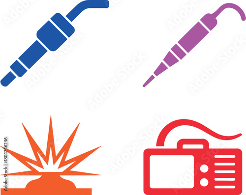 Illustration of welding equipment in different colors