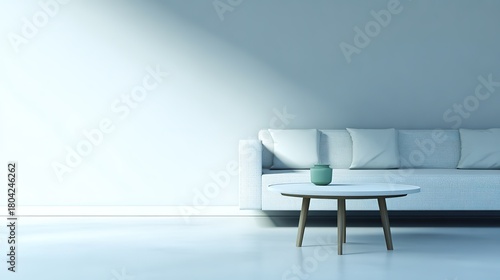 scandinavian. Scandinavian living space with minimalist furniture and a pastel color palette. real-estate listings.