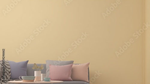 scandinavian. Scandinavian living space with minimalist furniture and a pastel color palette. real-estate listings.