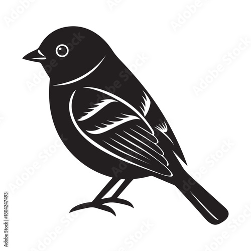 Ruby crowned kinglet silhouette vector icon