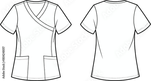 Detailed quilted sleeveless padded vest front view technical fashion sketch with zipper closure and chevron stitching pattern vector illustration