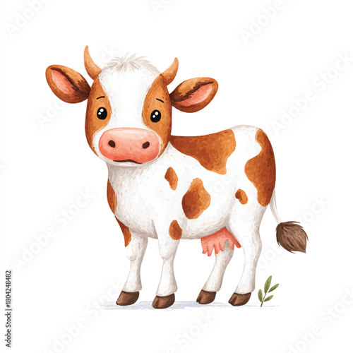 Cute Cartoon Cow Illustration for Farm Animal Designs