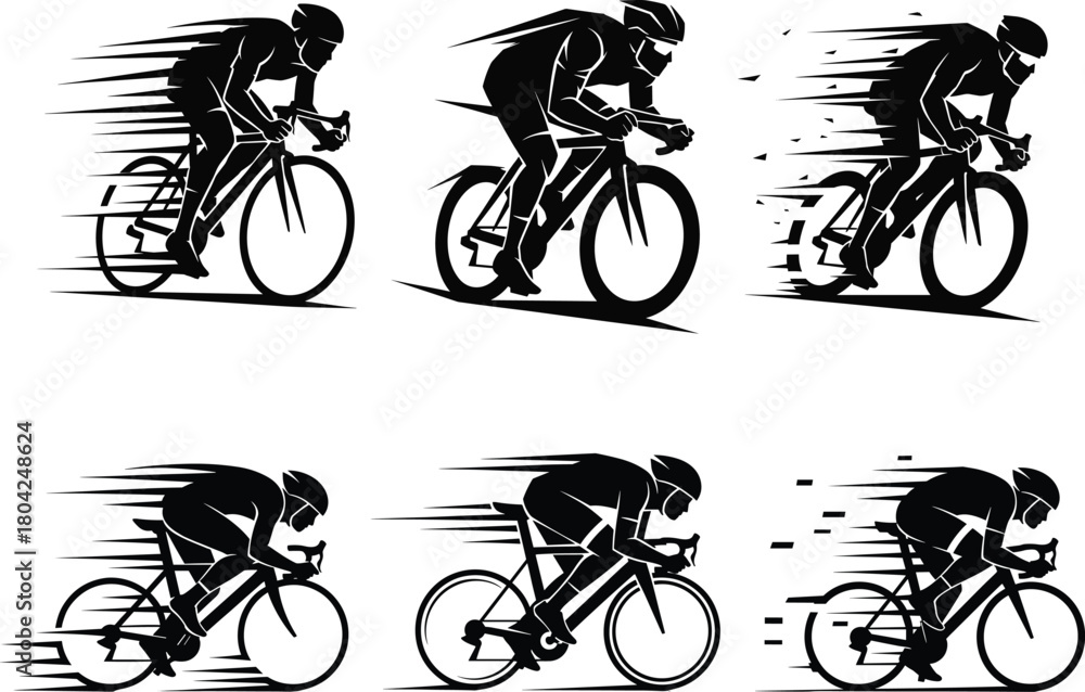 Fototapeta premium Cyclist in a fast racing pose