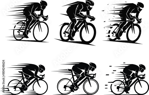 Cyclist in a fast racing pose
