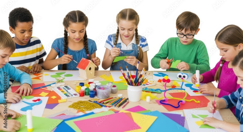 Fototapeta premium Creative activities for children's day celebration with arts and crafts