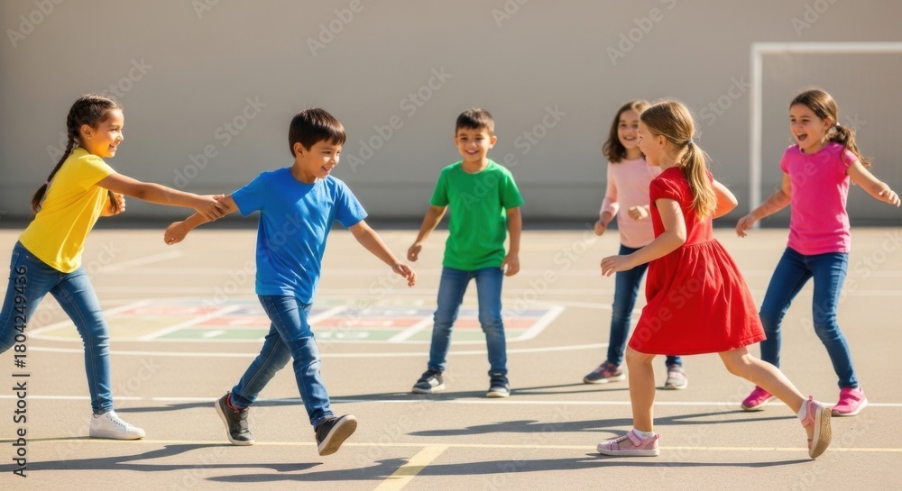 Obraz premium Joyful children's day celebration with kids playing outdoors in colorful attire
