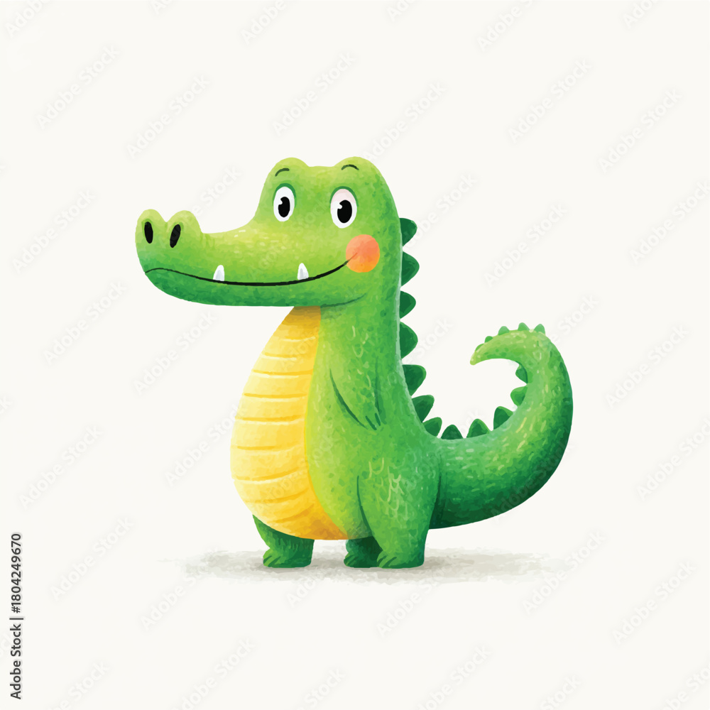 Naklejka premium Cute Cartoon Alligator Character Illustration for Children's Design