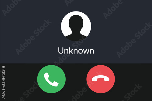 Unknown caller interface with accept and reject buttons