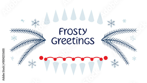 Festive frosty greetings with simple and clean typography in cmyk and grayscale color palette featuring bold red green blue yellow cyan and magenta accents