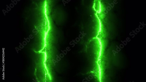 Abstract Green Energy Electric Lightening Frame Loop Animation.