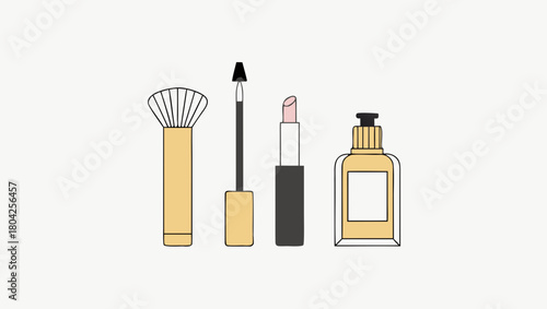Illustration of makeup products isolated on for beauty blog