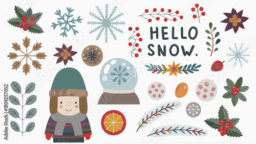 Vibrant character design featuring a whimsical scene with a snow themed element perfect for creative projects and illustrations