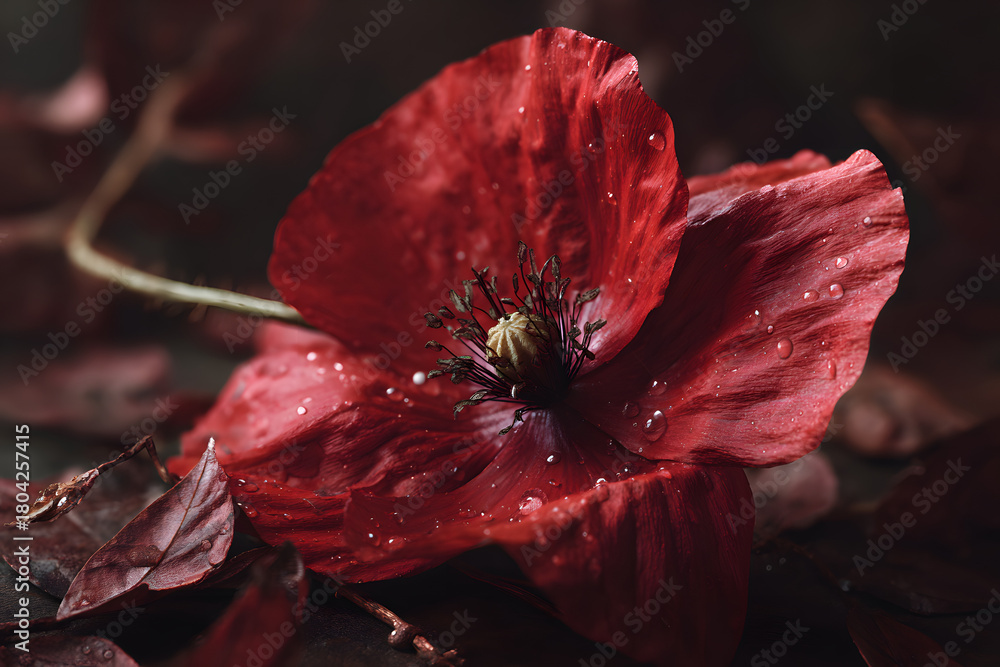 Naklejka premium top view remembrance day poppy