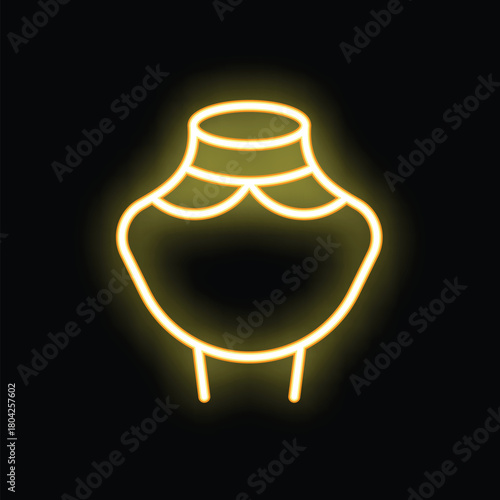 Neon yellow amphora icon glowing on a black background