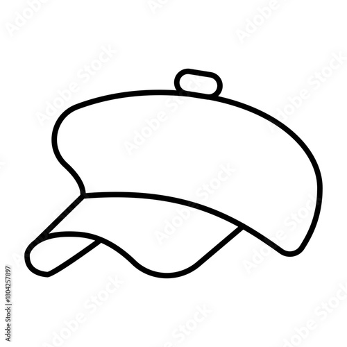 Hat with visor thin line icon, autumn clothing concept. Vector graphics. Stylish hat for women, headwear sign on white background, style icon mobile or web design.