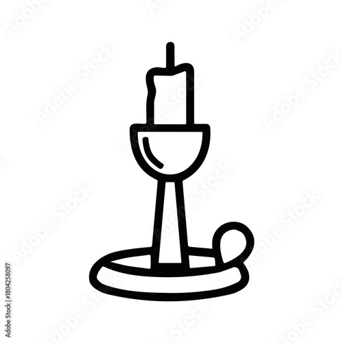 Candle holder with candle in minimalist line art style  