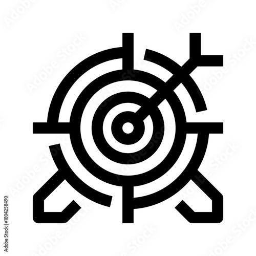 Target Line Icon, Outline Symbol for Goal Planning, Precision Aiming, Performance Focus, Mission Direction, and Success Objectives. Vector Sign Icon.