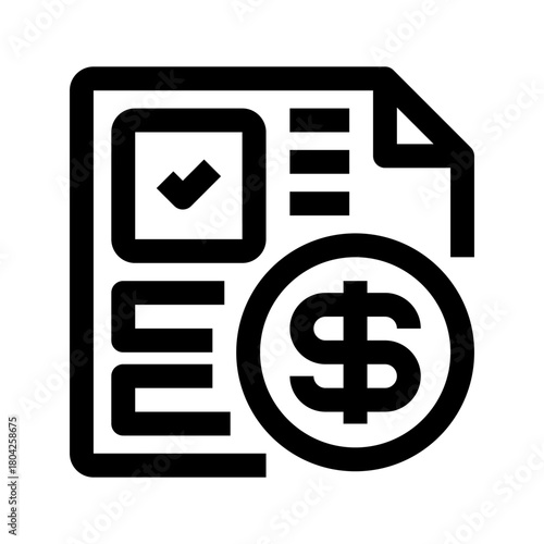 Budget Planning Line Icon, Outline Symbol for Expense Control, Financial Allocation, Cost Estimation, Resource Management, and Monetary Strategy. Vector Sign Icon.